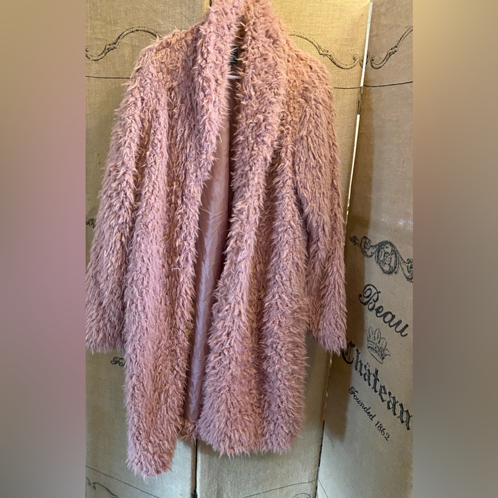 Blush faux fur oversize jacket